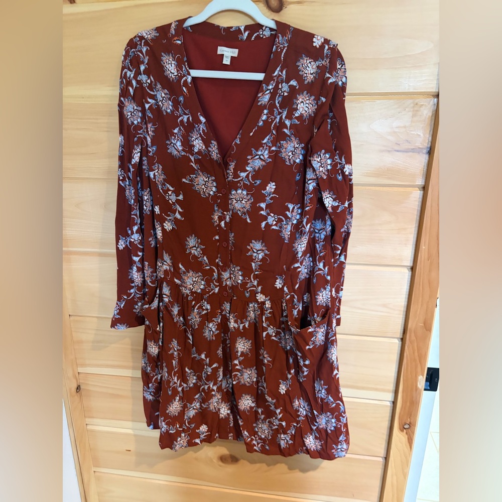 Garnet Hill Floral Rust Dress